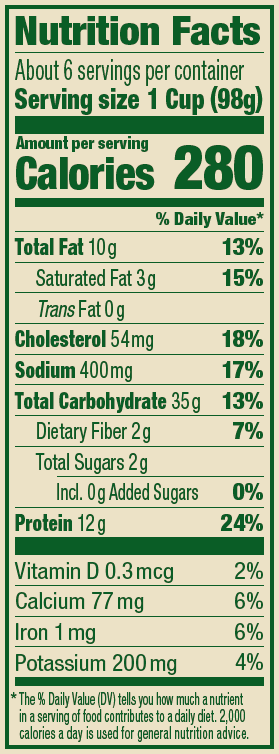 Beef Ravioli – 20 oz. Family Size Nutrition Panel