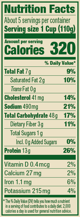 Herb Chicken Tortellini – 20 oz. Family Size Nutrition Panel