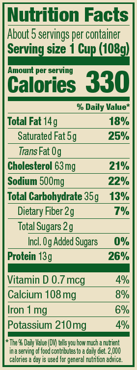 Pepperoni & Cheese Ravioli – 20 oz. Family Size Nutrition Panel