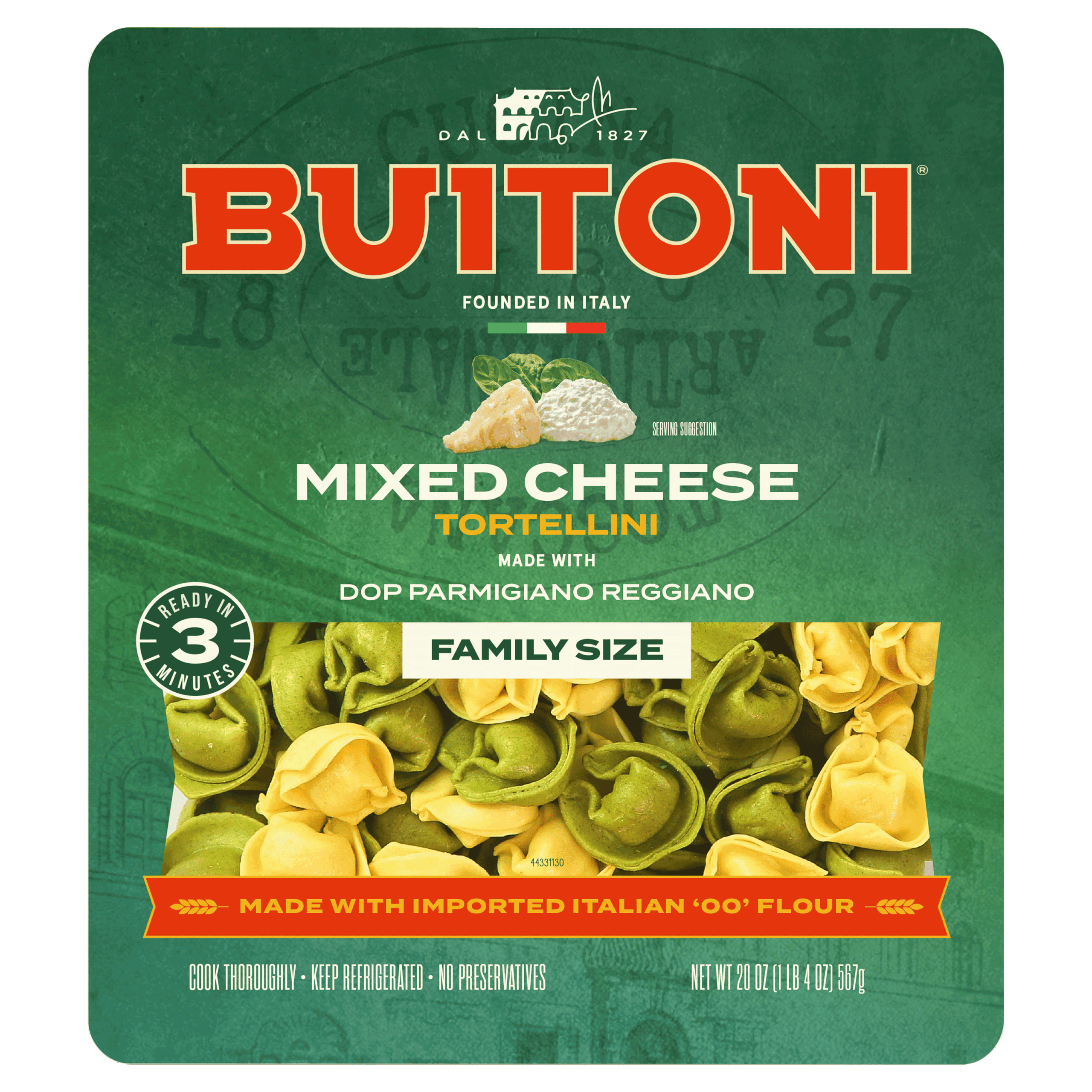 Mixed Cheese Tortellini – 20 oz. Family Size Packaging.