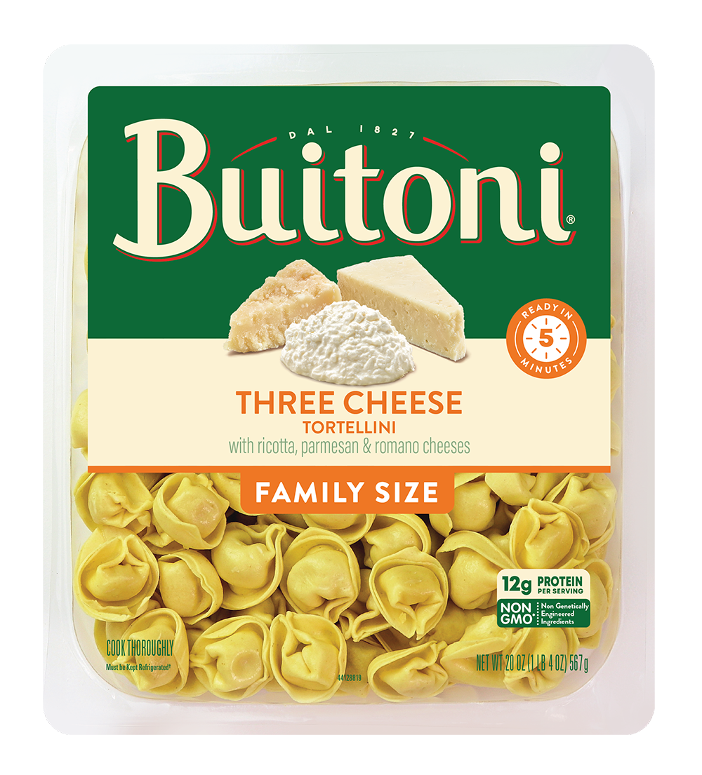 Three Cheese Tortellini - 20 oz. Family Size Packaging.