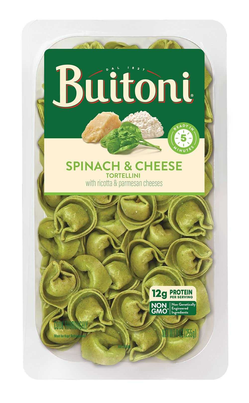 Spinach & Cheese Tortellini – 9 oz. Packaging.