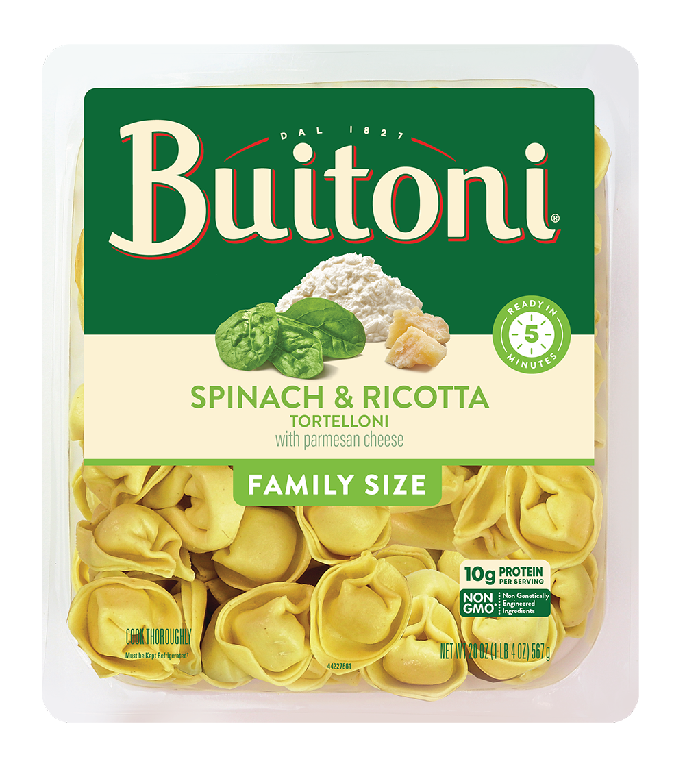 Spinach & Ricotta Tortelloni – 20 oz. Family Size Packaging.