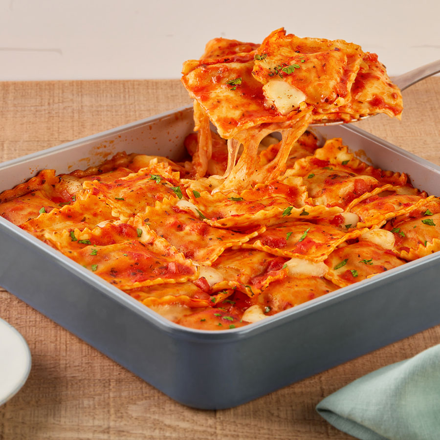 Chicken Parmesan Ravioli Bake