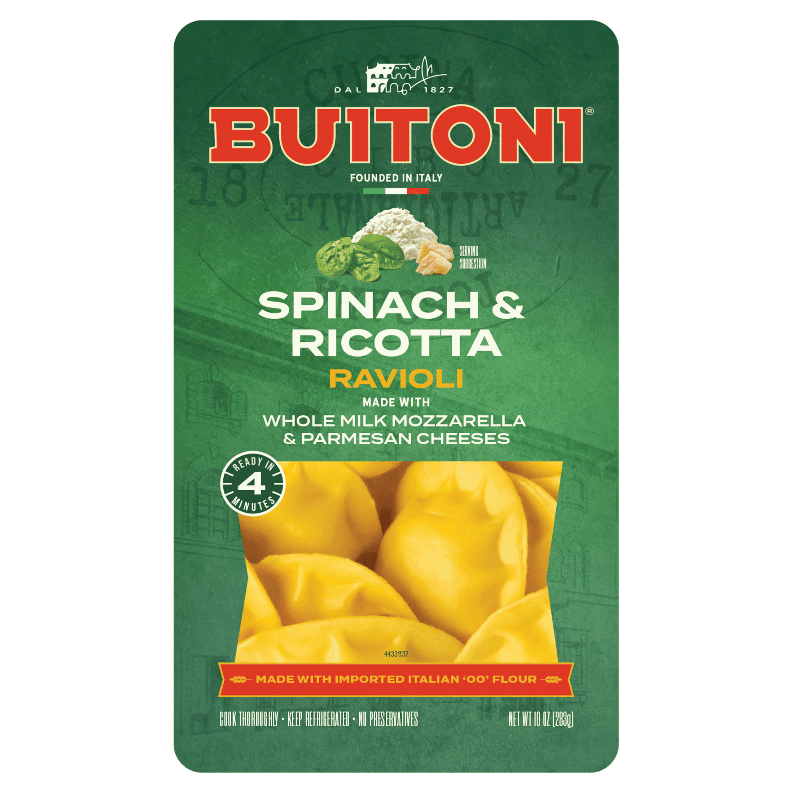 Spinach & Ricotta Ravioli – 10oz Packaging.