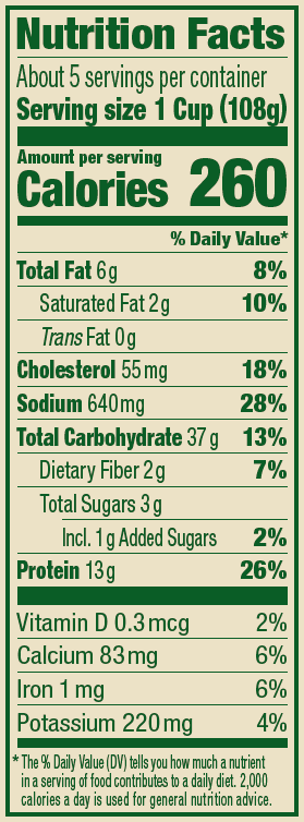Buffalo Chicken Ravioli – 20 oz. Family Size Nutrition Panel