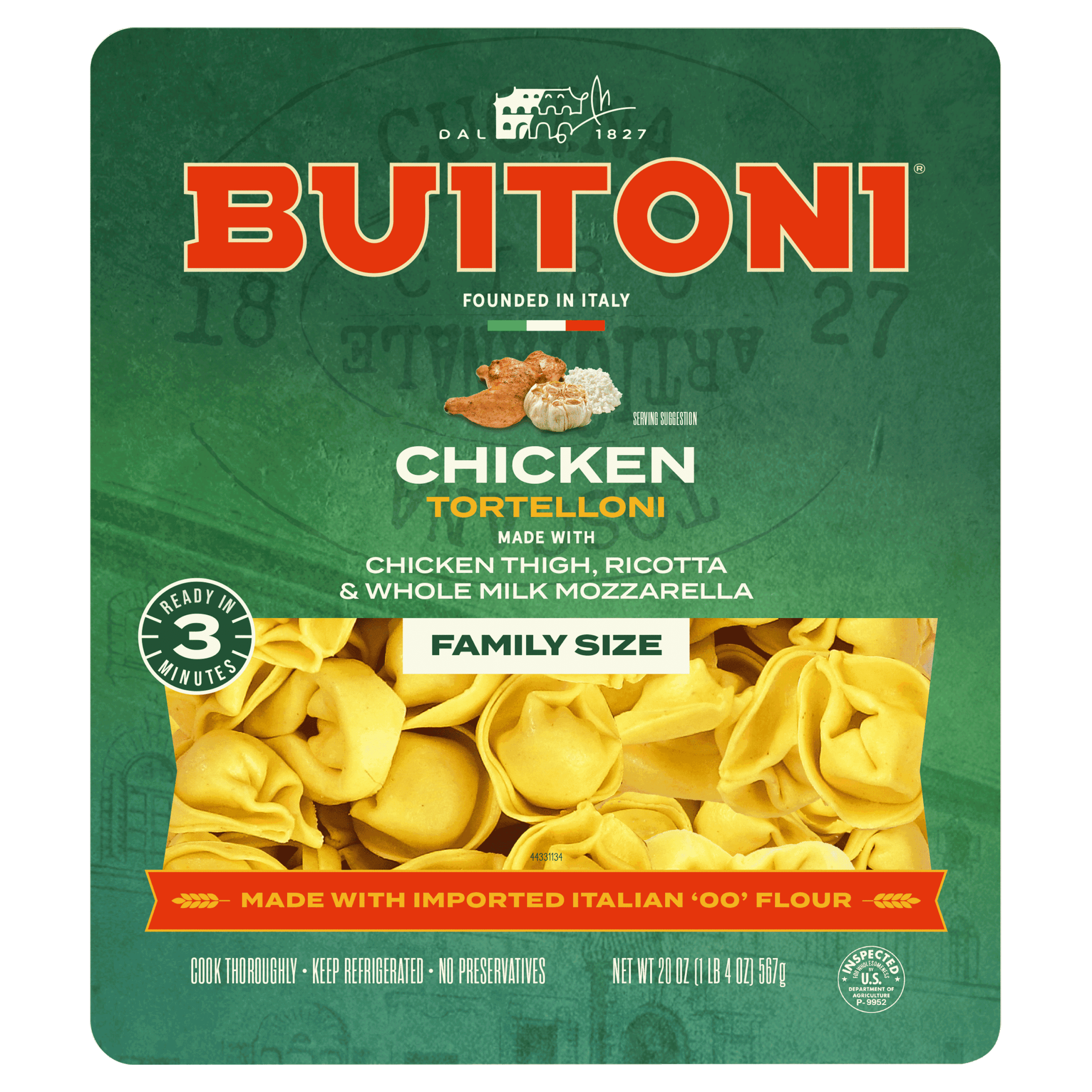 Chicken Tortelloni - 20 oz. Family Size Packaging.